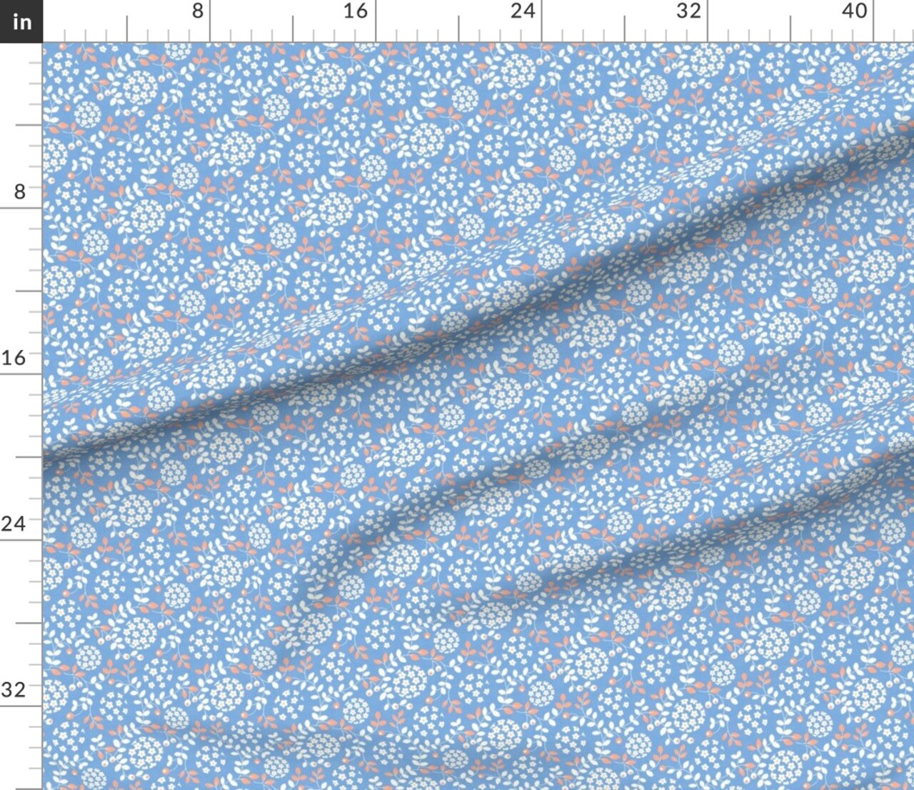 Floral Garden Botanical Nouveau Japon Dark Blue Red Yellow White Custom Printed Fabric by Spoonflower Various Fabrics by the Yard or Fat Quarter